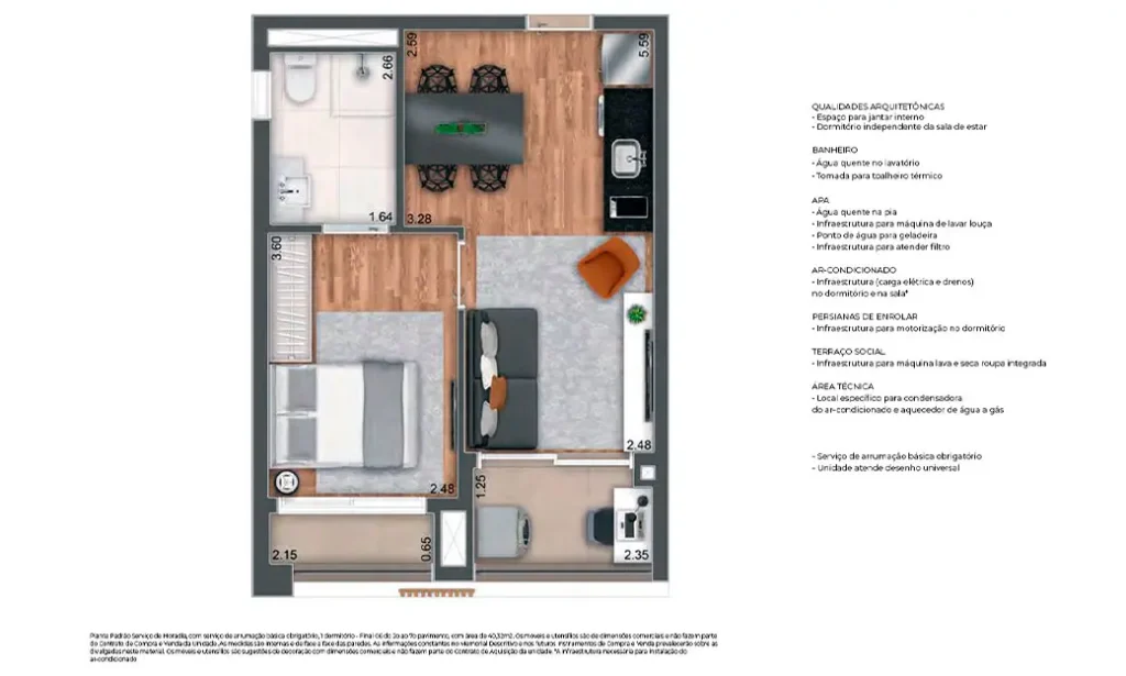 apartamento em sp de 40m²