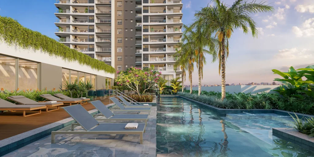 home-lançamentos-brooklin apartamento no brooklin com vista da piscina