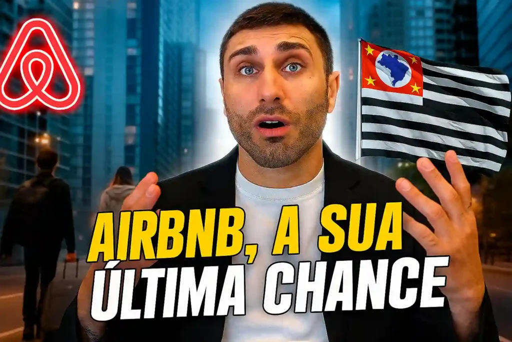 imagem de um homem falando sobre Airbnb