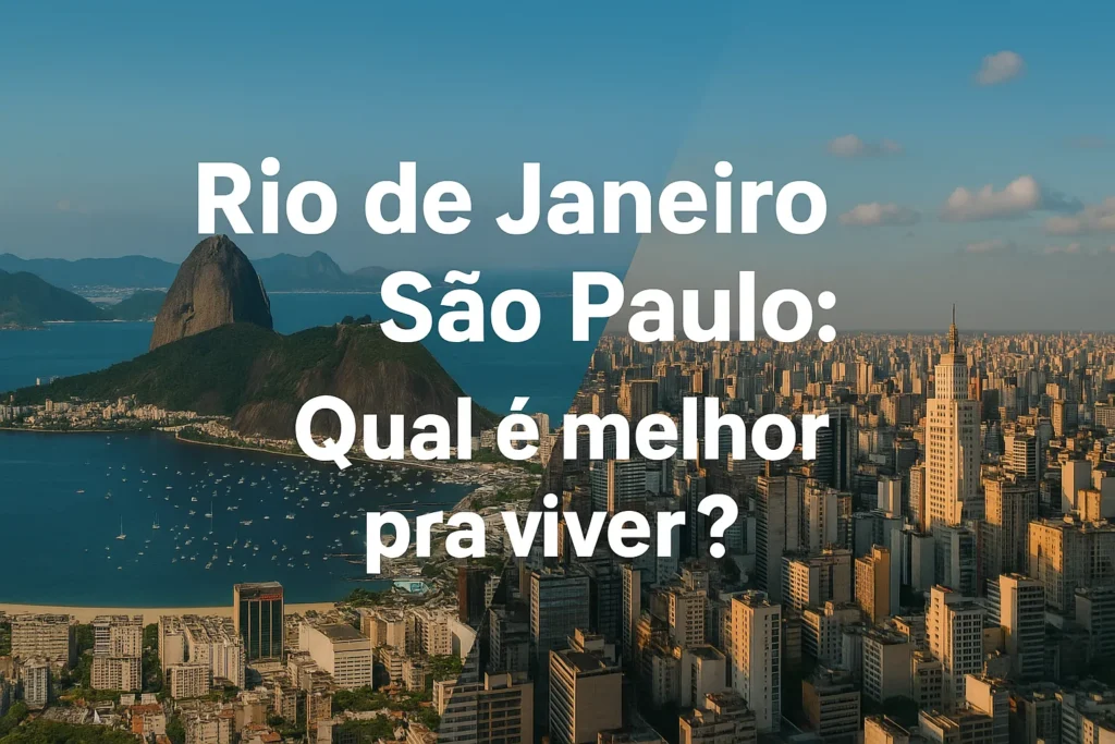 rio_vs_sp imagem do Rio de Janeiro ao lado de São Paulo em um comparativo para saber qual das duas é melhor pra viver